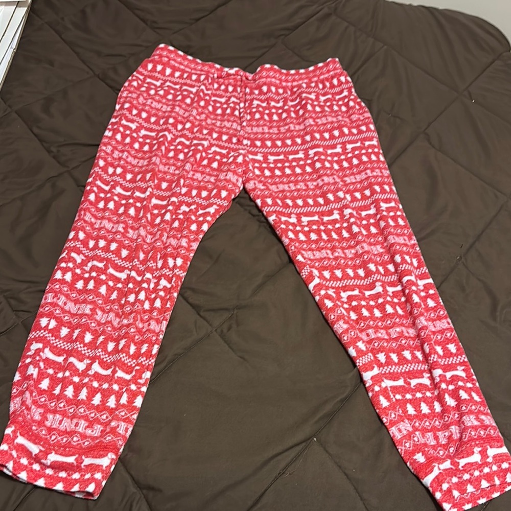 Red and White Patterned Pajama Pants